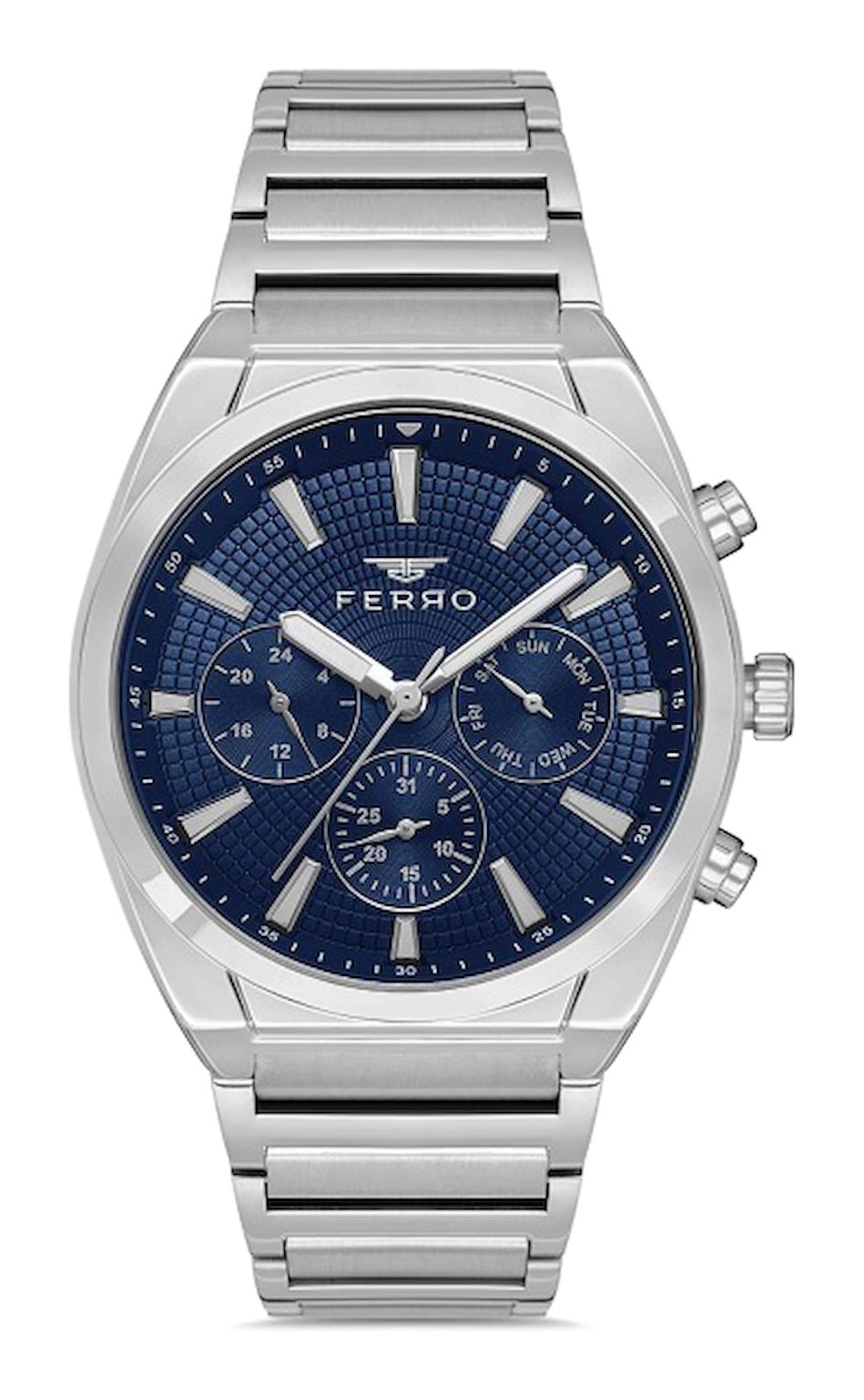 Ferro FM31451A-A3 Takvimli 44 mm Çelik Kordon Analog Erkek Kol Saati