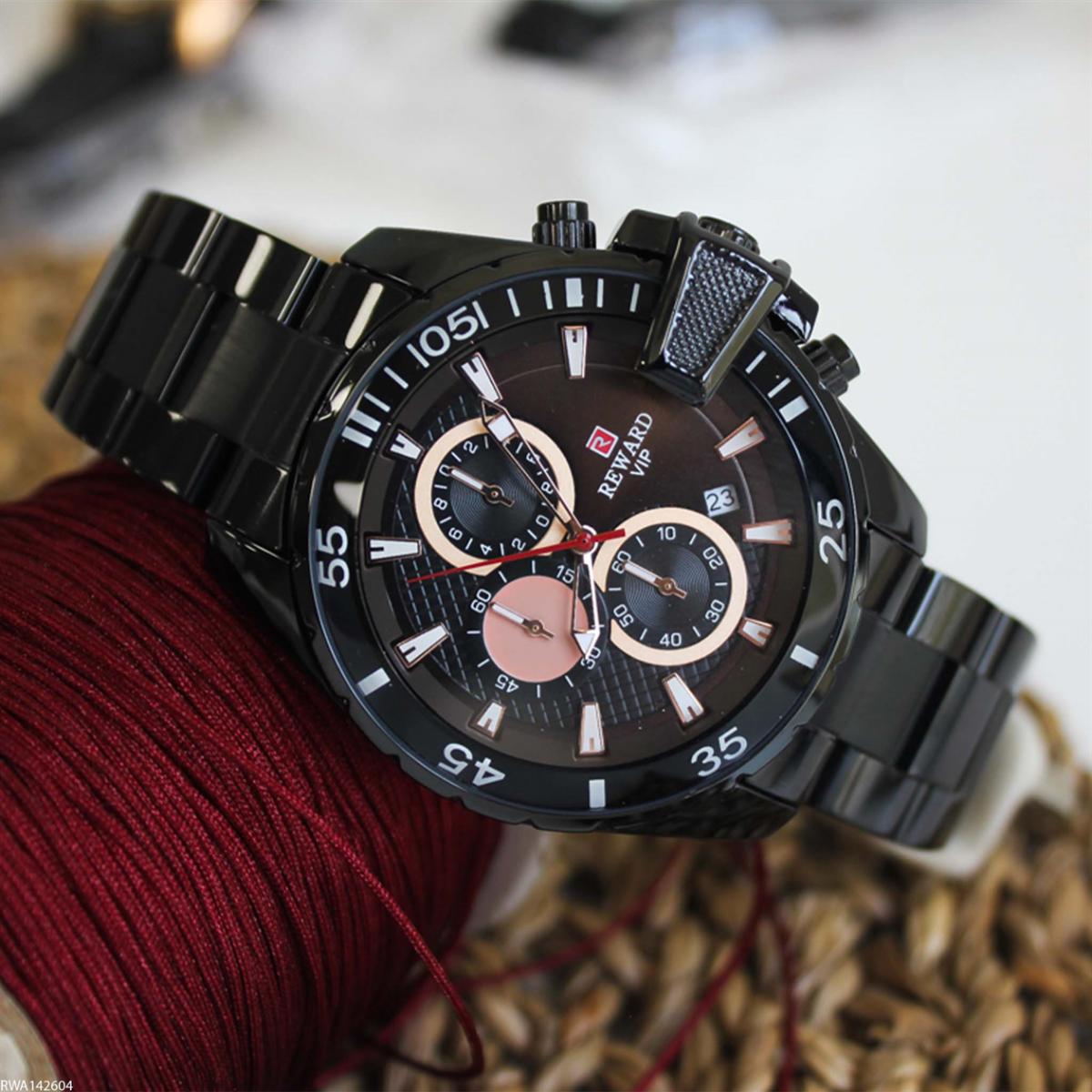 Reward RWA142604 Takvimli 45 mm Siyah Metal Kordon Analog Erkek Kol Saati