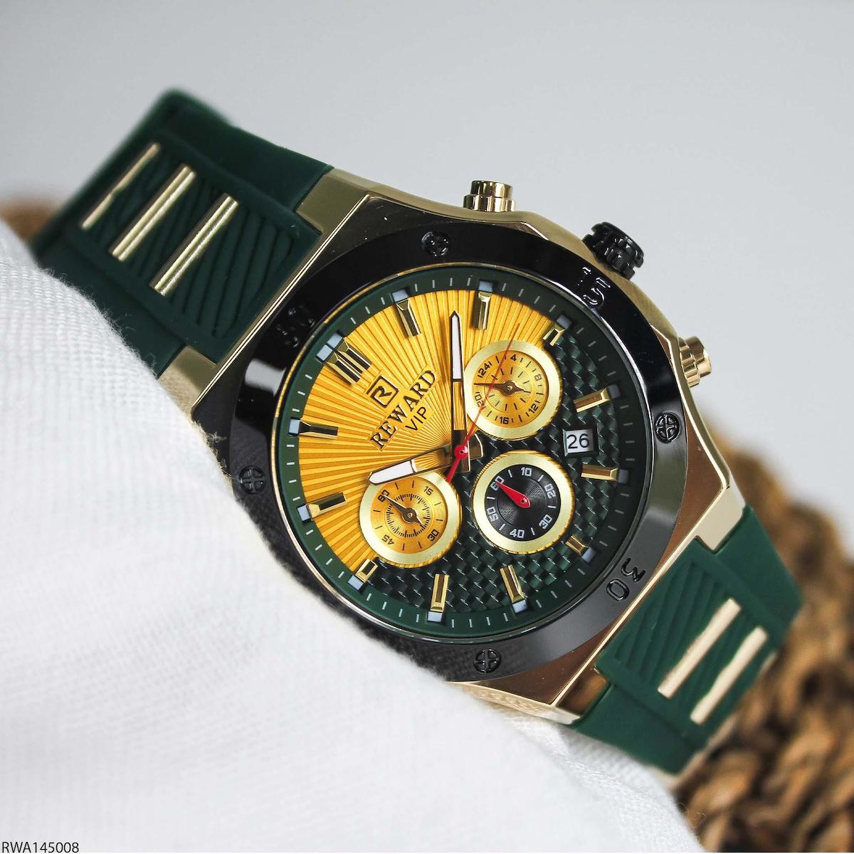 Reward RWA145008 Takvimli 45 mm Yeşil Silikon Kordon Analog Erkek Kol Saati