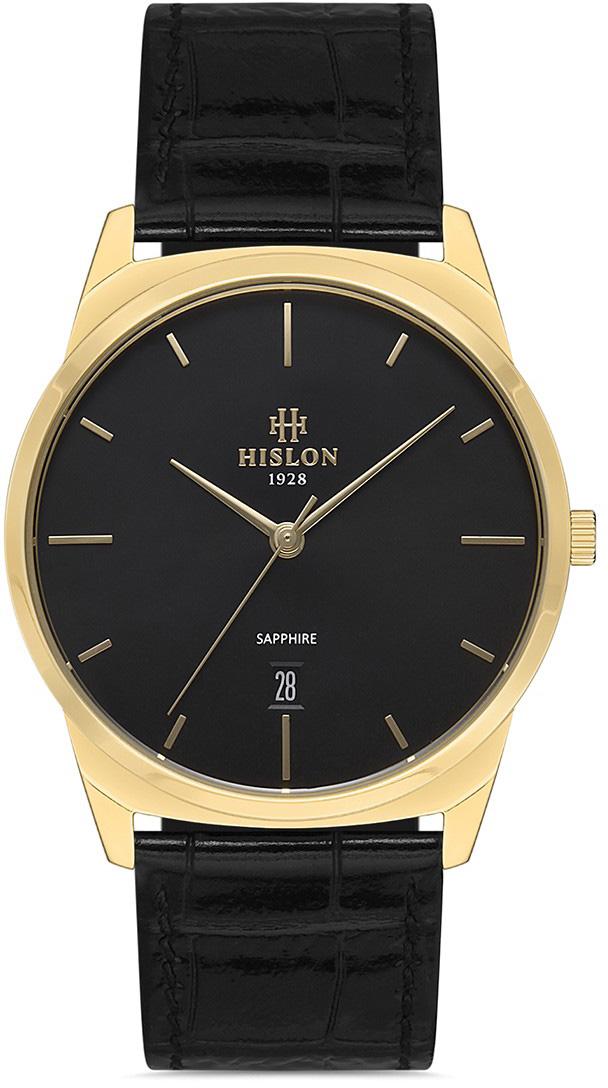 Hislon CL122G-04BG Takvimli 40 mm Siyah Deri Kordon Analog Erkek Kol Saati