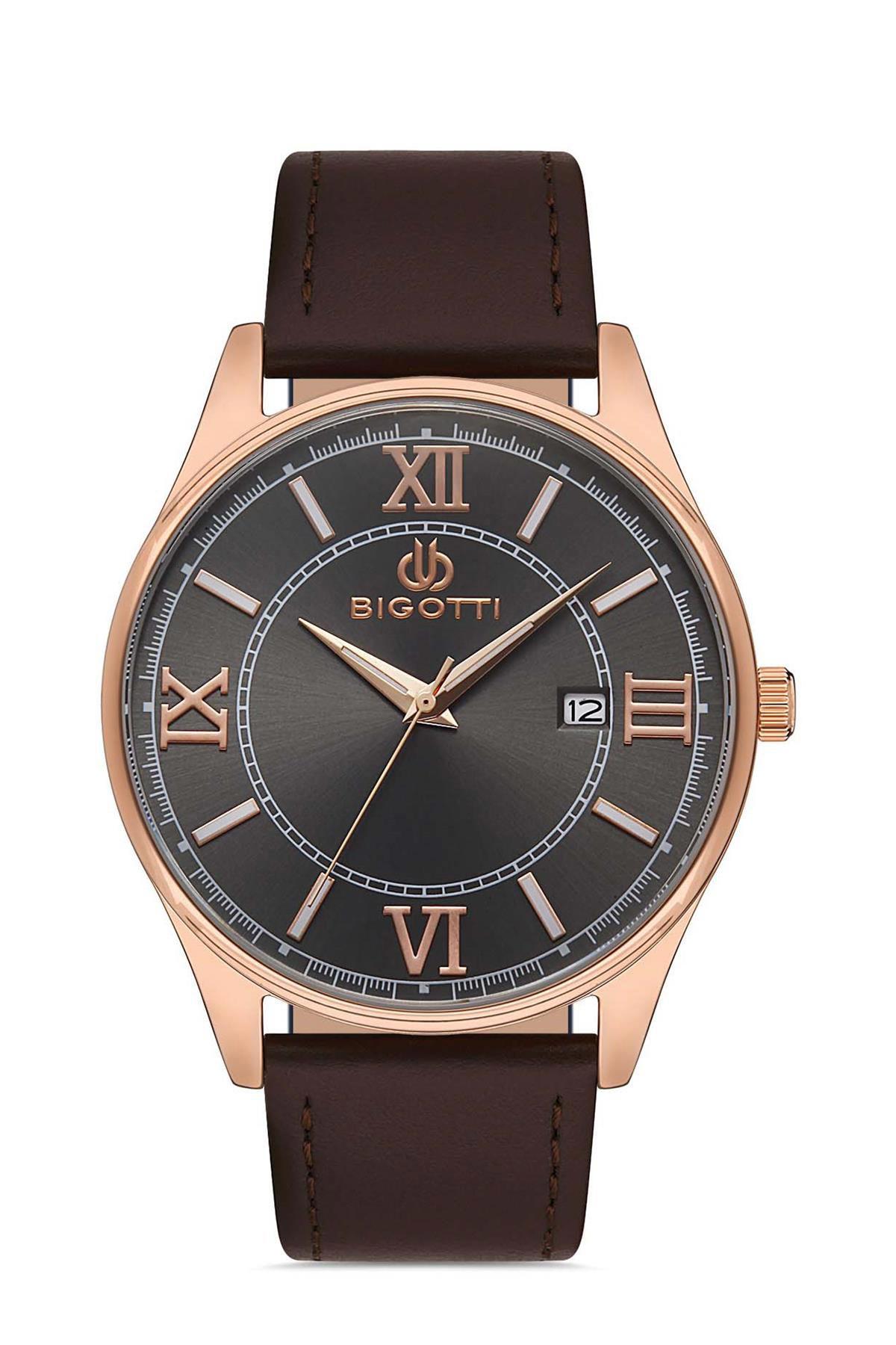 Bigotti BG.1.10305.5 Takvimli 43 mm Kahverengi Deri Kordon Analog Erkek Kol Saati