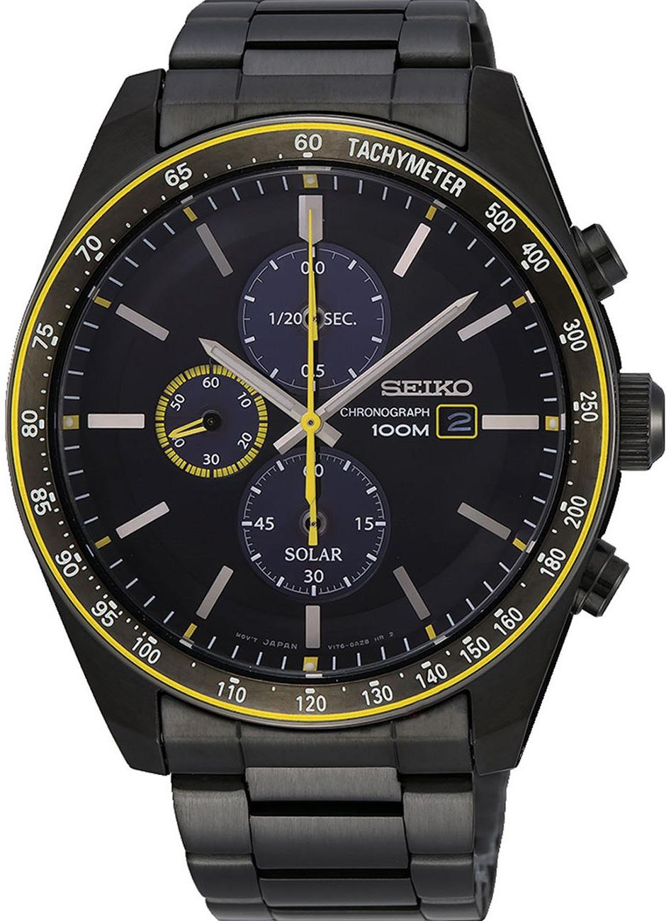 Seiko SSC723P Takvimli 43 mm Siyah Çelik Kordon Analog Erkek Kol Saati