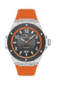 Daniel Klein DKE.1.10529.3 Takvimli Turuncu Silikon Kordon Analog Erkek Kol Saati