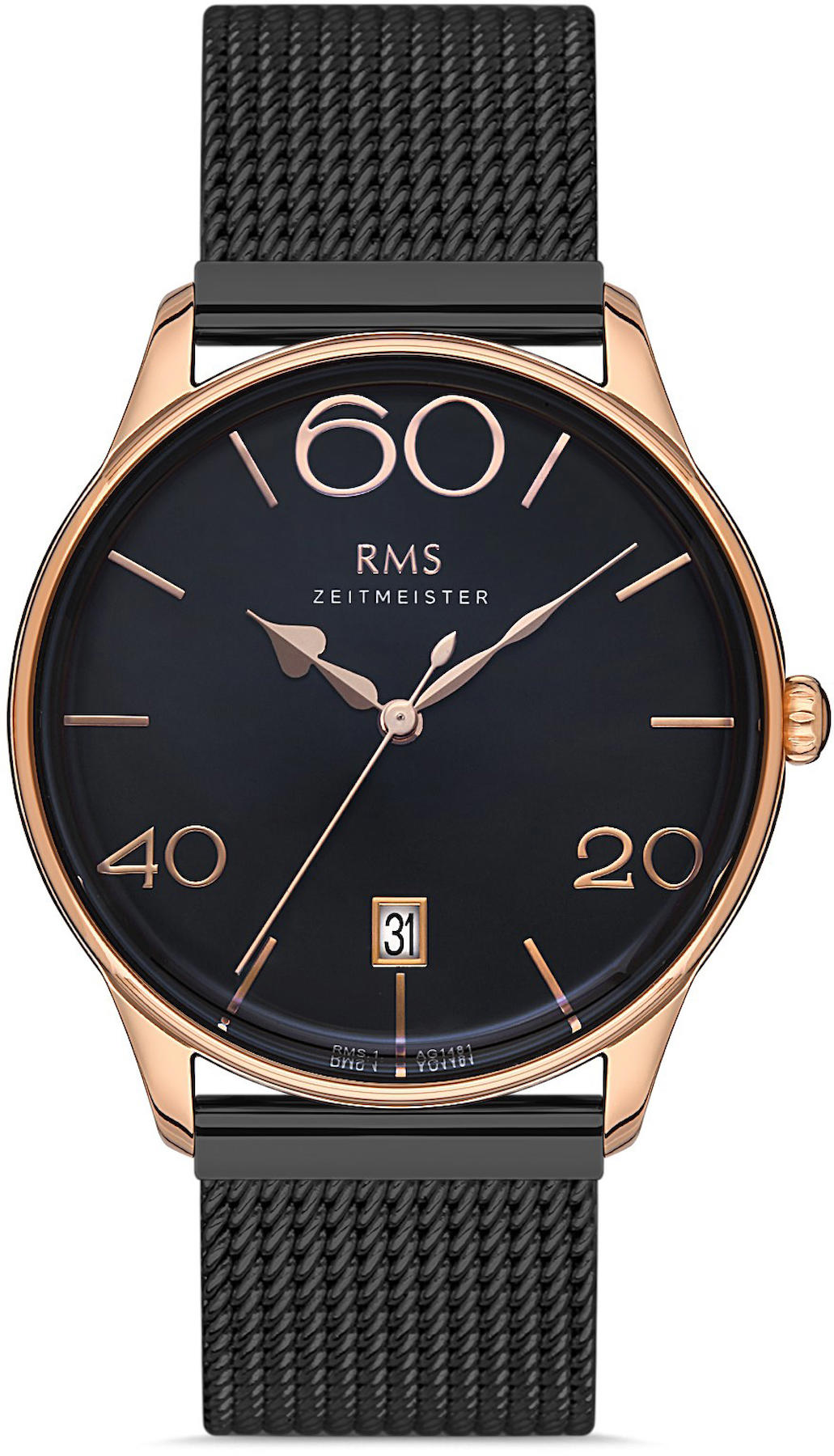 Romanson RMS.1.AG1481.05 Takvimli 42 mm Siyah Çelik Kordon Analog Kol Saati