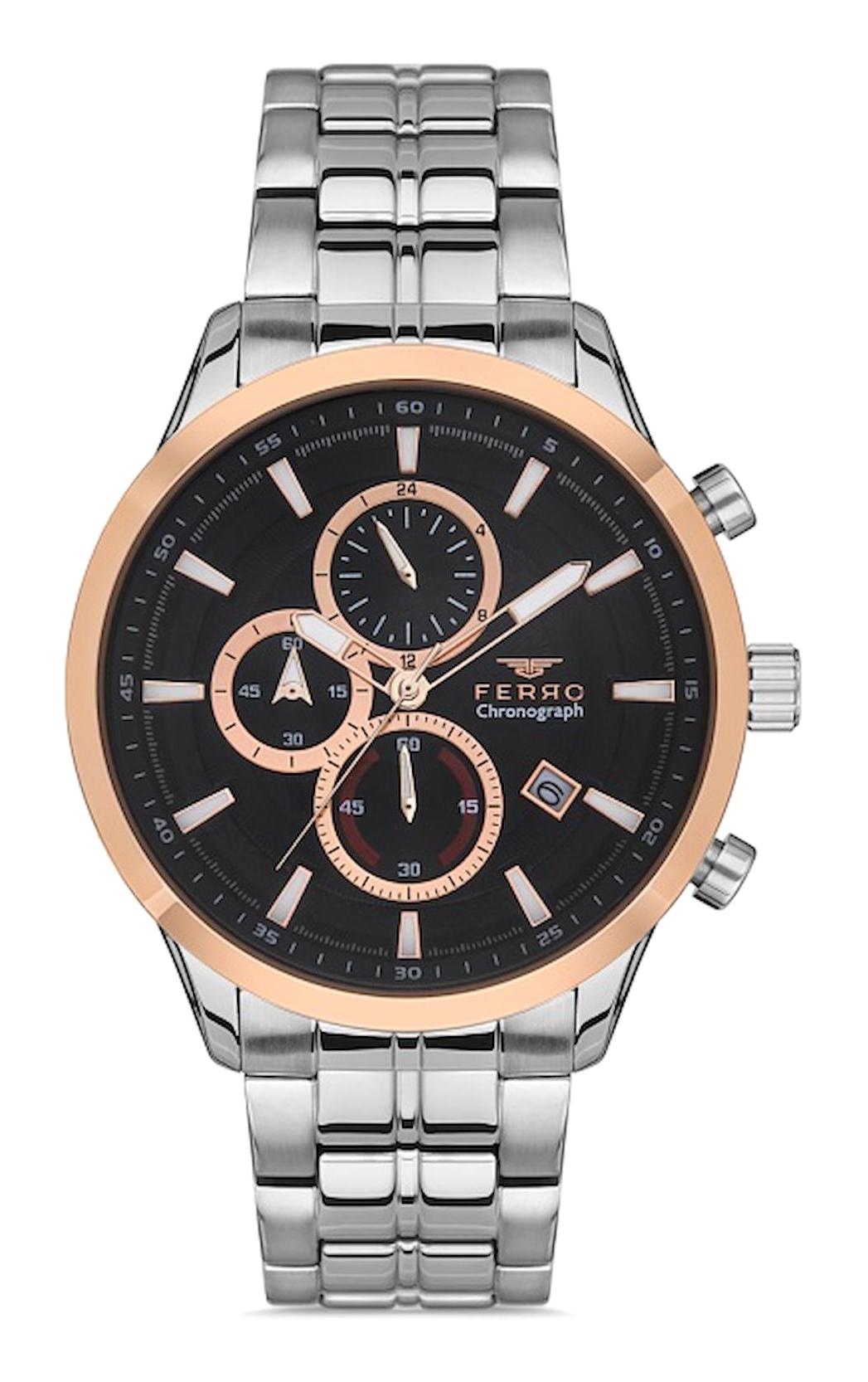 Ferro FM31277A-E2 Takvimli 45 mm Metal Kordon Analog Erkek Kol Saati