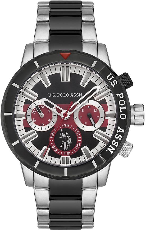 U.S. Polo Assn USPA1026-02 Takvimli 45 mm Gri-Siyah Çelik Kordon Analog Erkek Kol Saati
