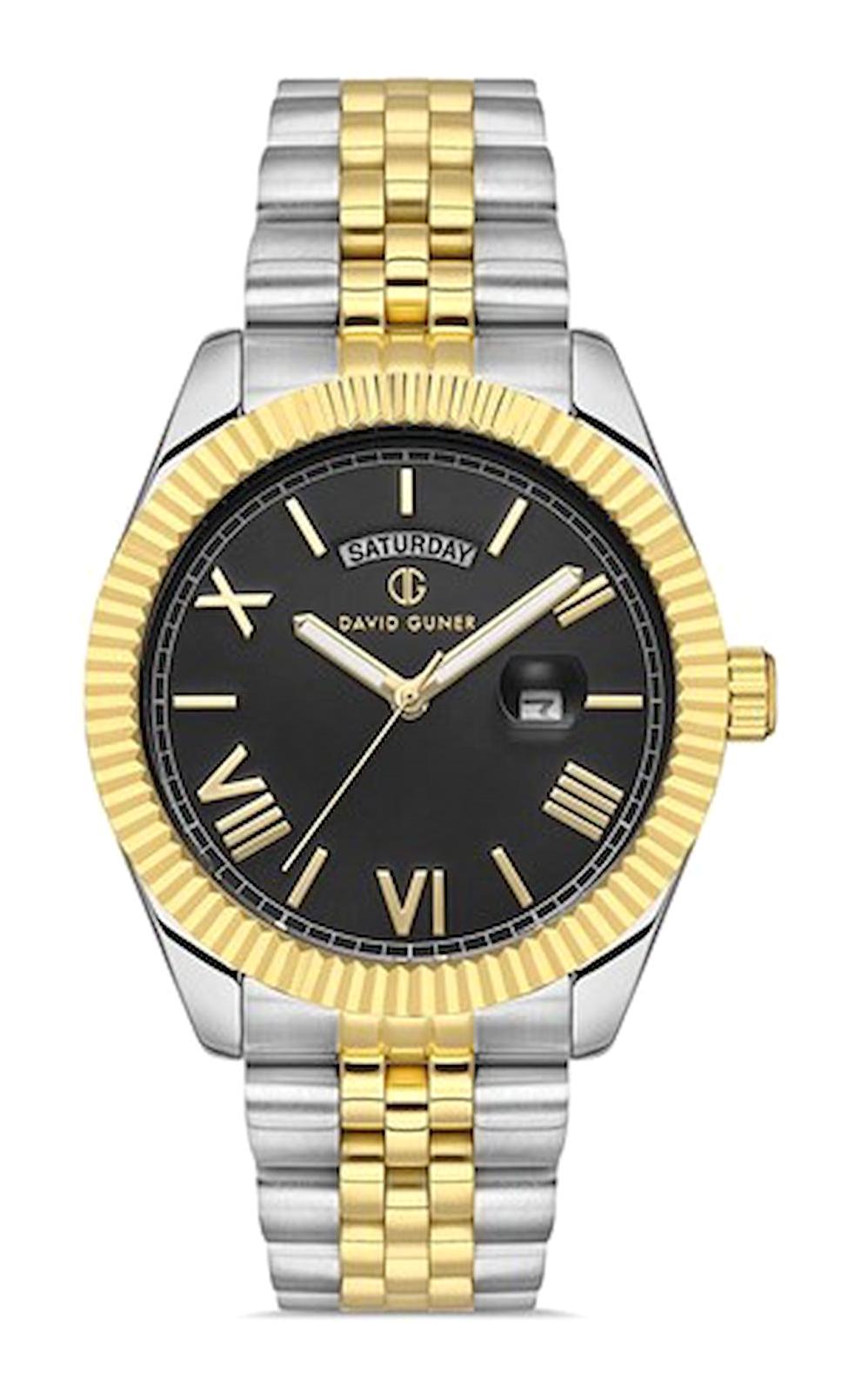 David Guner DG-8481GA-D2 Takvimli 42 mm Çelik Kordon Analog Kol Saati