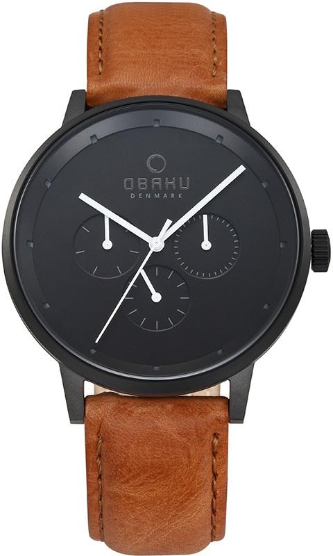 Obaku Denmark V208GMBBRZ Takvimli 43 mm Kahverengi Çelik Kordon Analog Kol Saati