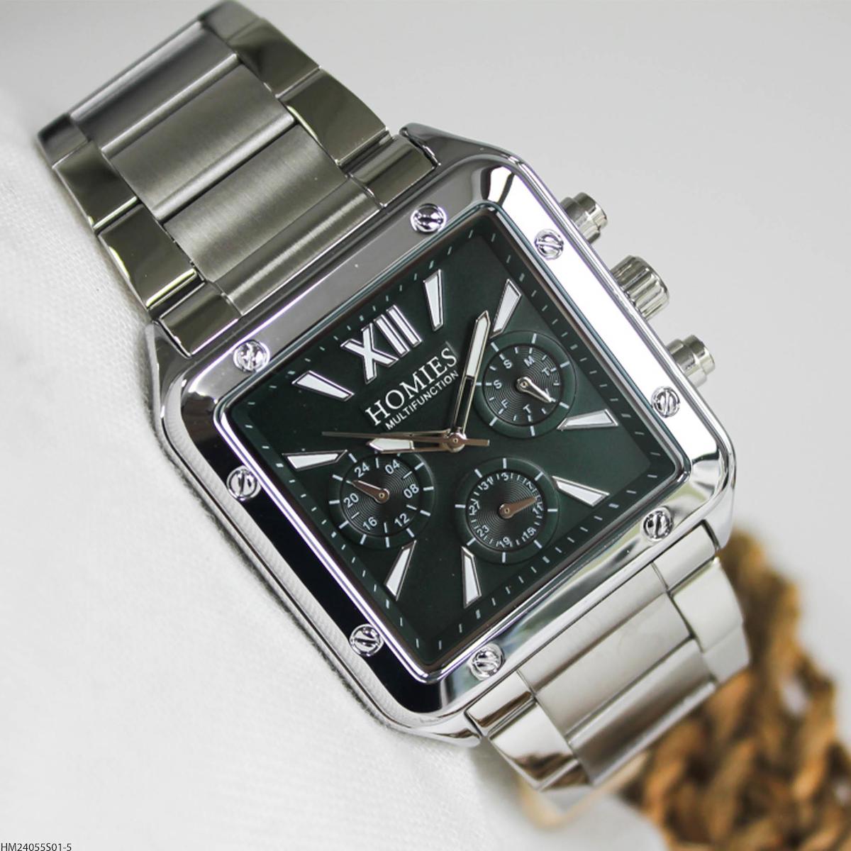 Homies HM24055S01-5 Pusulalı Takvimli 43 mm Çelik Kordon Analog Erkek Kol Saati