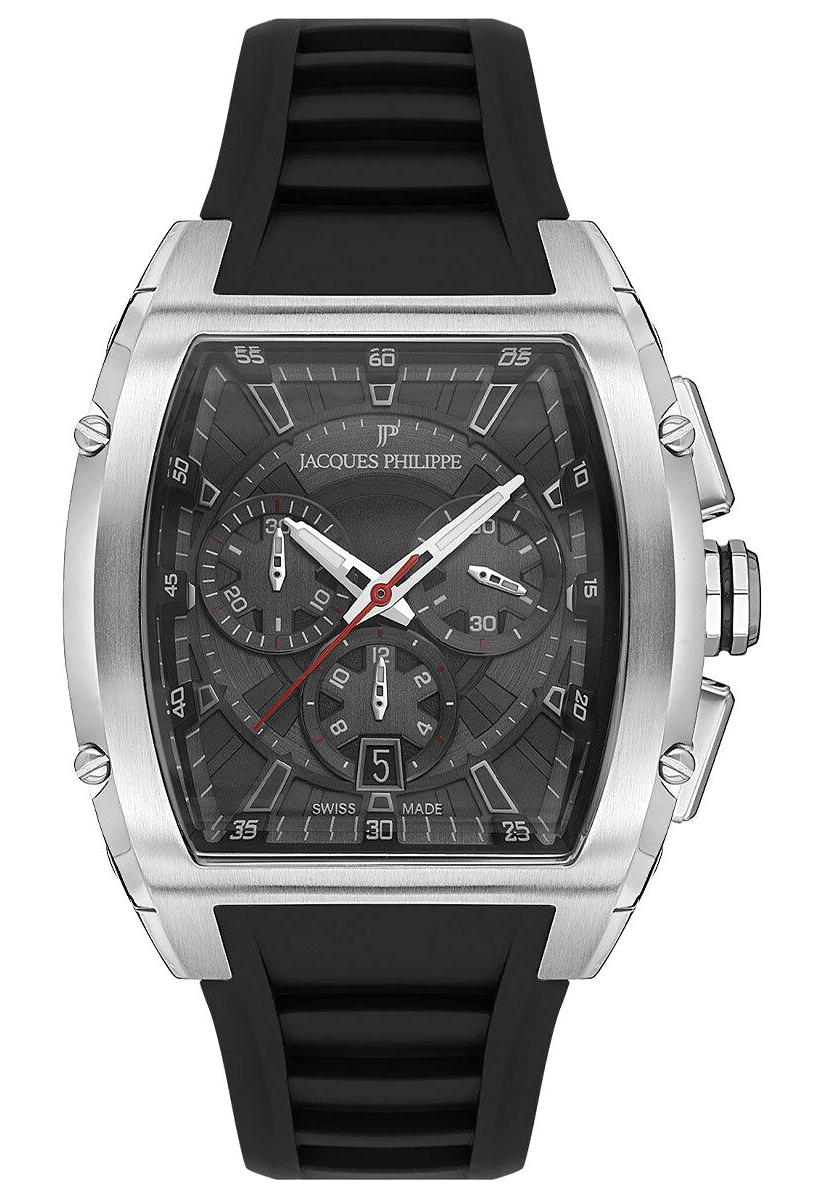 Jacques Philippe JPQGC461411 Pusulalı Takvimli 42 mm Siyah Silikon Kordon Analog Erkek Kol Saati