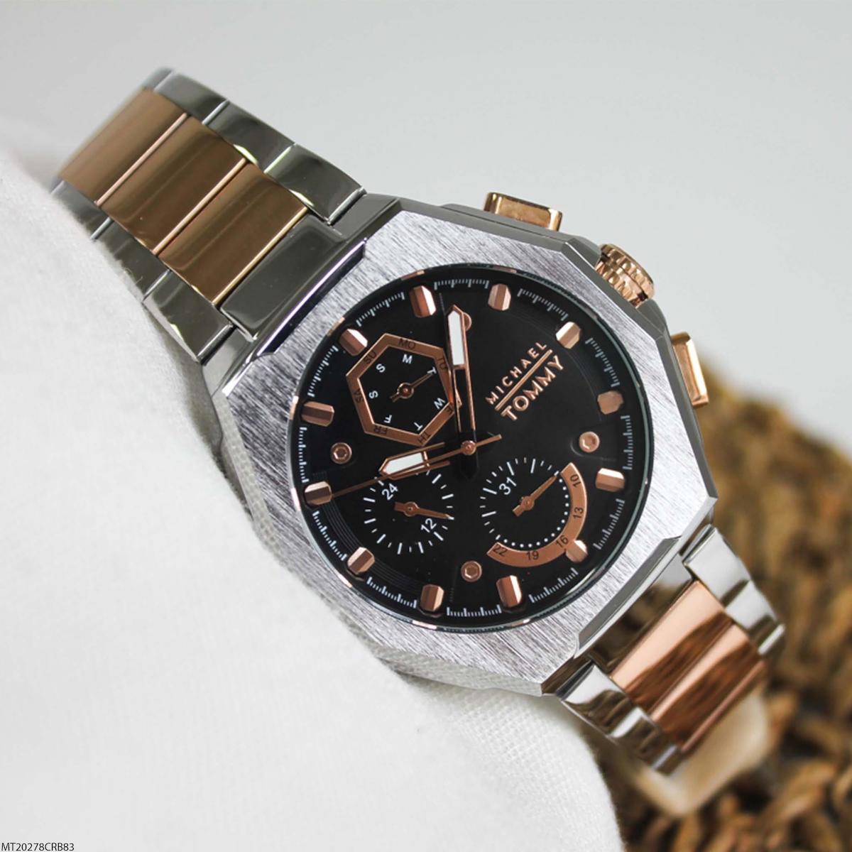 Michael Tommy MT20278CRB83 Takvimli 44 mm Altın-Çelik Kordon Analog Erkek Kol Saati