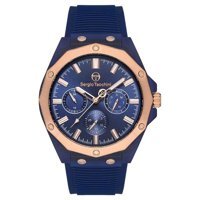Sergio Tacchini ST.1.10196.4 Pusulalı Takvimli 45 mm Mavi Silikon Kordon Analog Erkek Kol Saati
