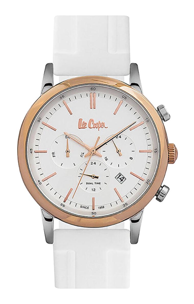 Lee Cooper LC06545.533 Takvimli 44 mm Beyaz Silikon Kordon Analog Erkek Kol Saati