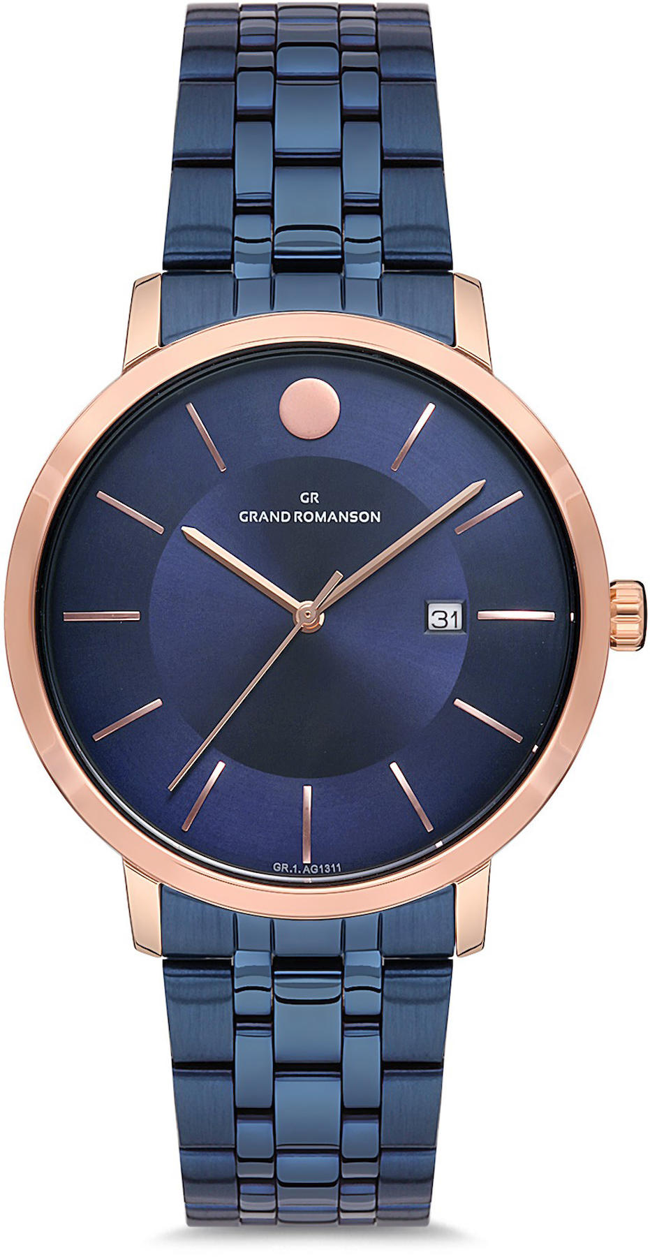 Romanson GR.1.AG1311.06 Takvimli 42 mm Lacivert Çelik Kordon Analog Kol Saati