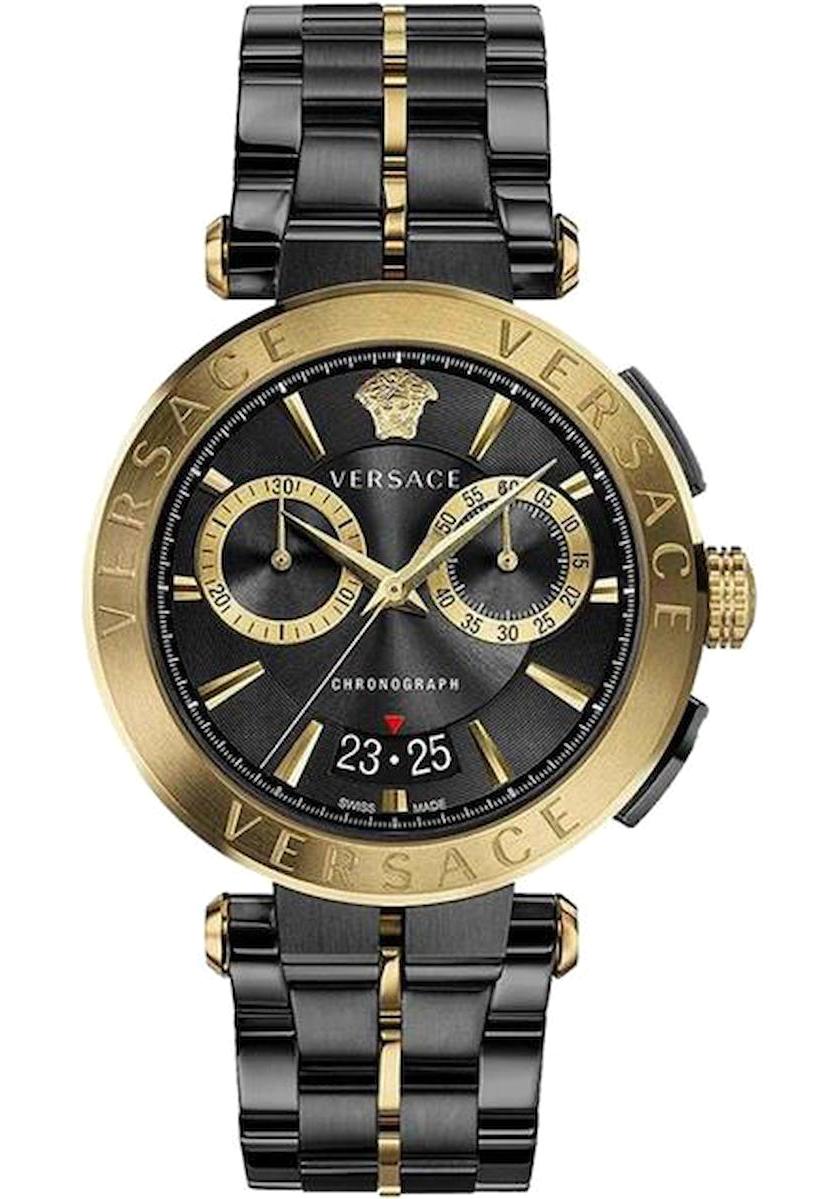 Versace VRSCVE1D01620 Takvimli 45 mm Siyah Çelik Kordon Analog Erkek Kol Saati