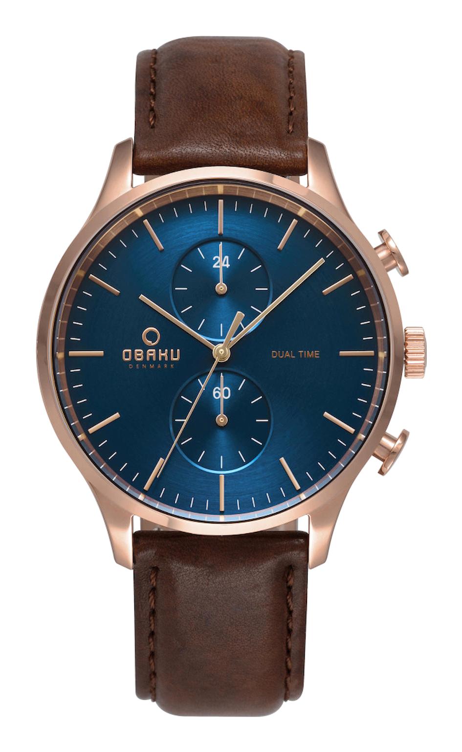 Obaku Denmark V196GUVLRN1 Takvimli 42 mm Kahverengi Deri Kordon Analog Erkek Kol Saati