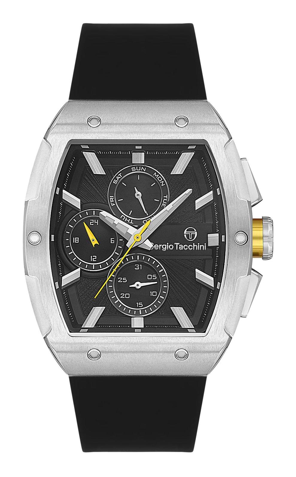 Sergio Tacchini ST.1.10417.1 Takvimli 44 mm Siyah Silikon Kordon Analog Erkek Kol Saati