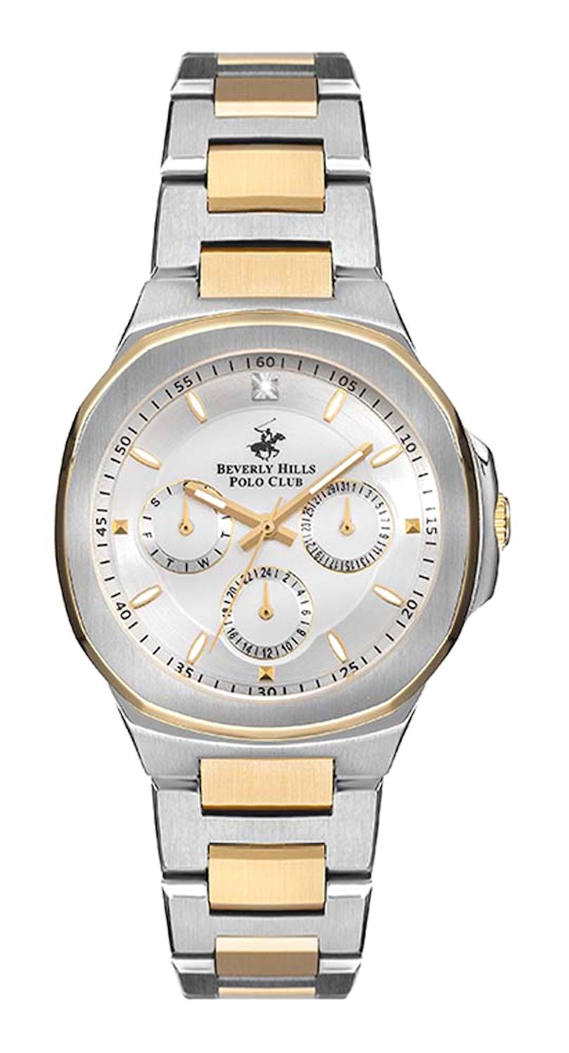 Beverly Hills Polo Club BP3275X230 Takvimli 36 mm Gri-Rose Gold Metal Kordon Analog Erkek Kol Saati