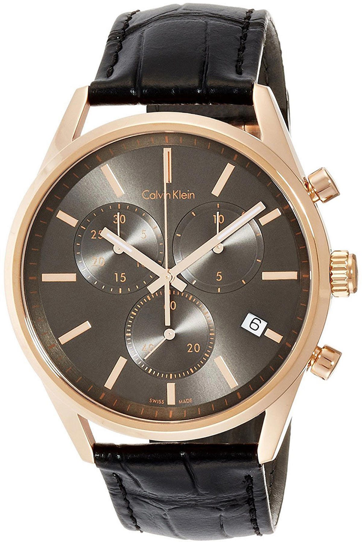 Calvin Klein K4M276C3 Takvimli 43 mm Siyah Deri Kordon Analog Kol Saati
