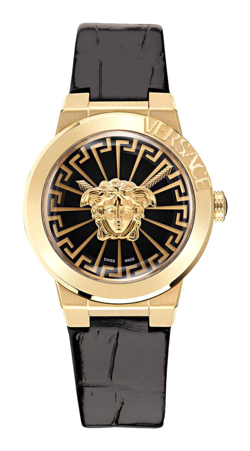 Versace VRSCVE3F00222 38 mm Siyah Deri Kordon Analog Erkek Kol Saati