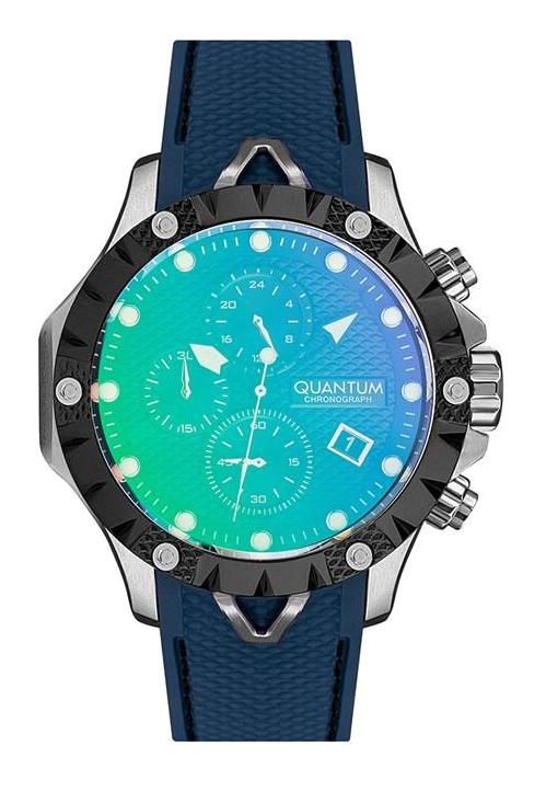 Quantum HNG957.399 Takvimli 44 mm Mavi Silikon Kordon Analog Erkek Kol Saati
