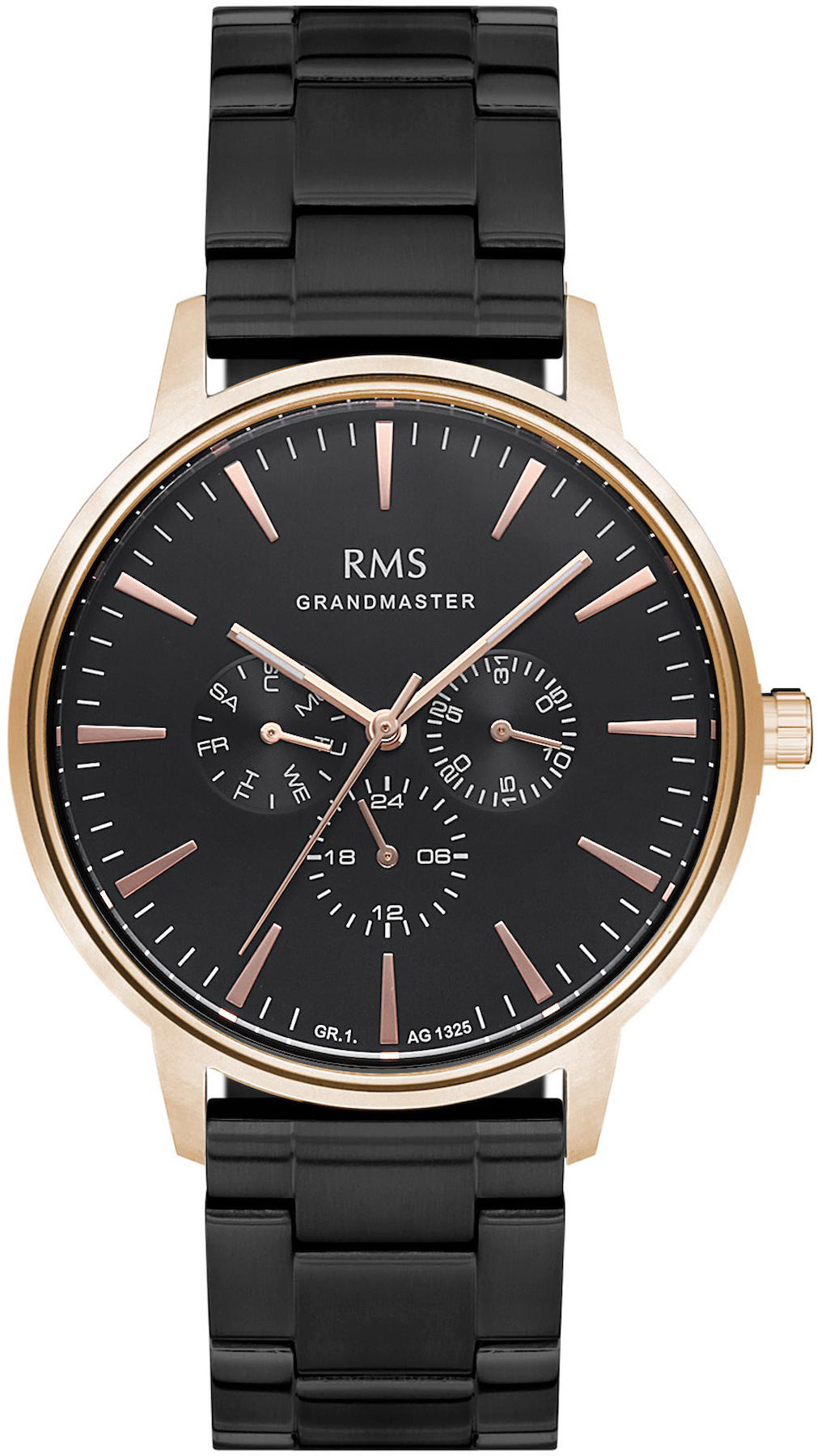 Romanson GR.1.AG1325.04 Takvimli 43 mm Siyah Çelik Kordon Analog Kol Saati