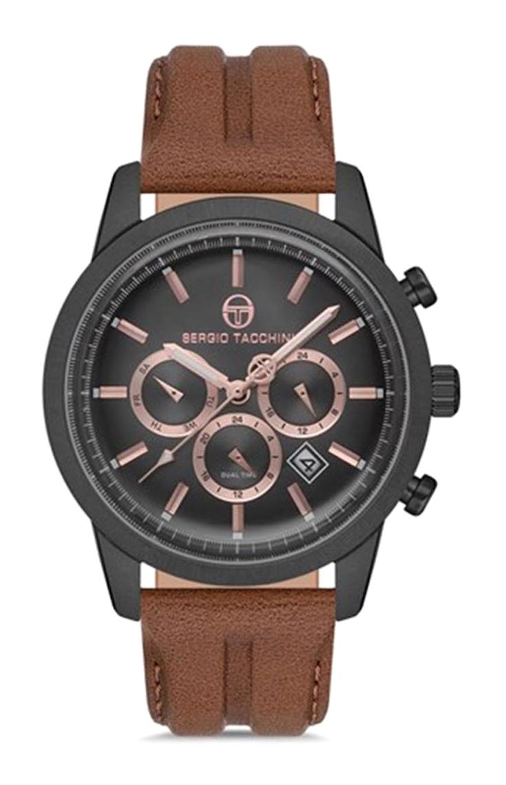 Sergio Tacchini ST.1.10146.6 Takvimli 50 mm Kahverengi Çelik Kordon Analog Erkek Kol Saati