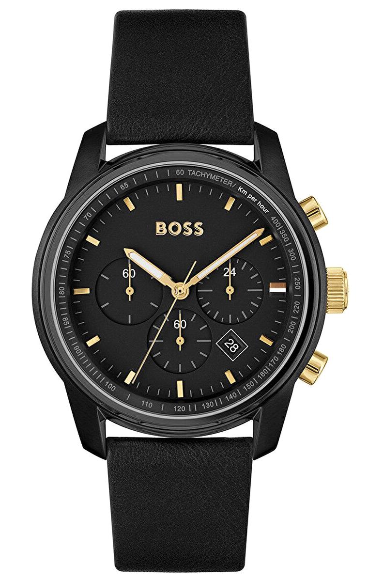 Hugo Boss HB1514003 42 mm Siyah Deri Kordon Analog Erkek Kol Saati