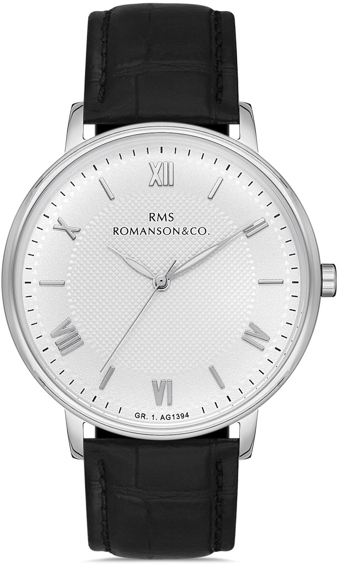 Romanson GR.1.AG1394.10 43 mm Siyah Deri Kordon Analog Kol Saati
