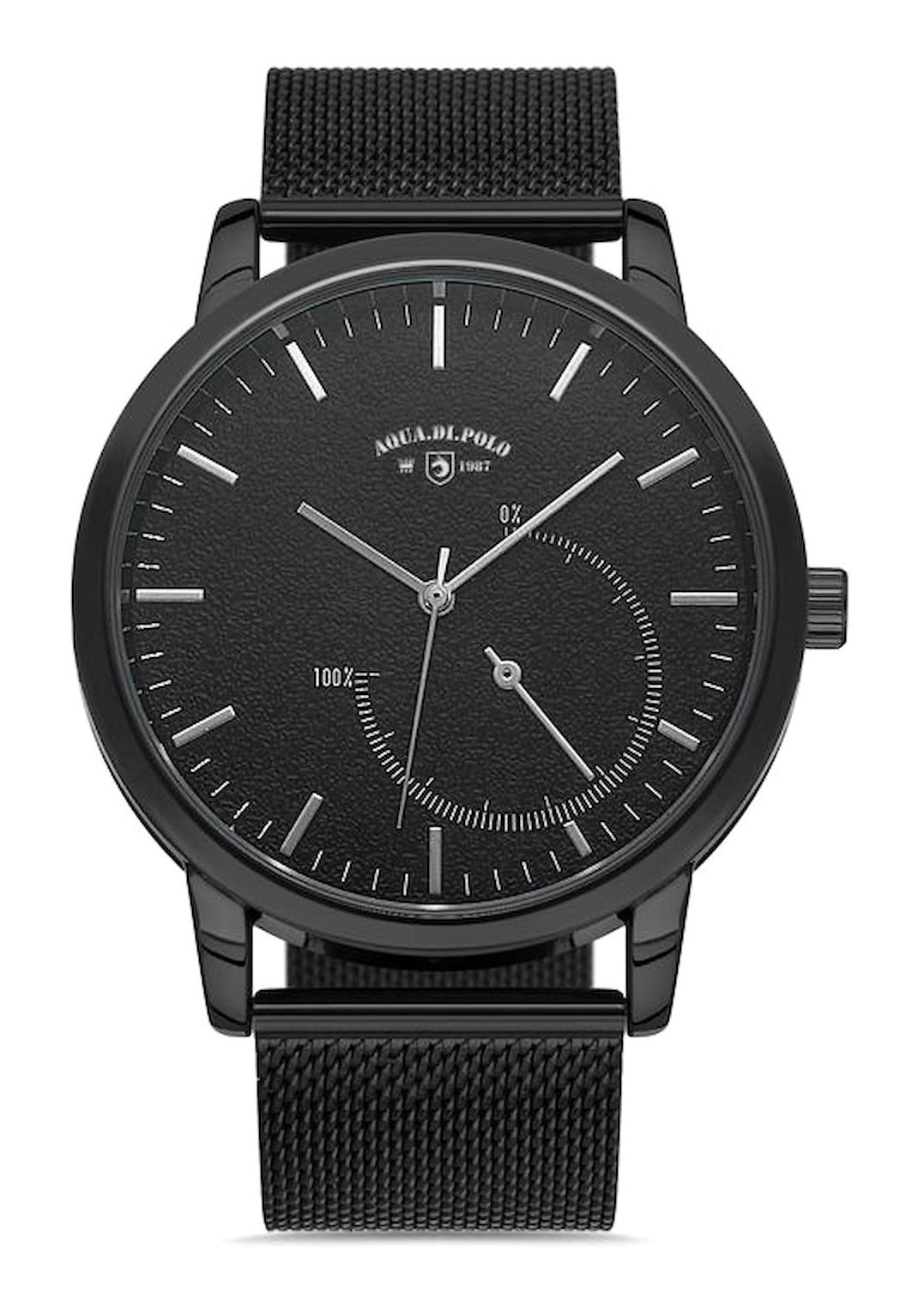 Aqua Di Polo APWO000101 40 mm Siyah Metal Kordon Analog Erkek Kol Saati