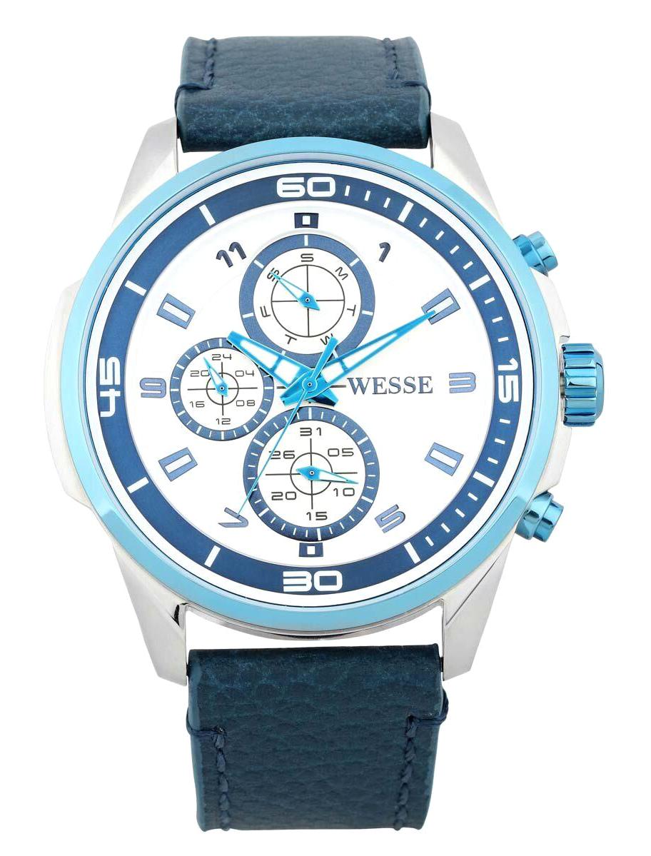 Wesse WWG400106L Pusulalı Takvimli Lacivert Deri Kordon Analog Erkek Kol Saati
