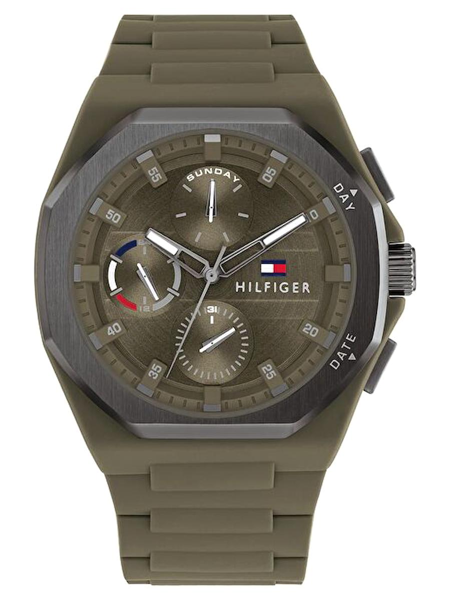 Tommy Hilfiger TH1792121 Takvimli 44 mm Haki Silikon Kordon Analog Erkek Kol Saati