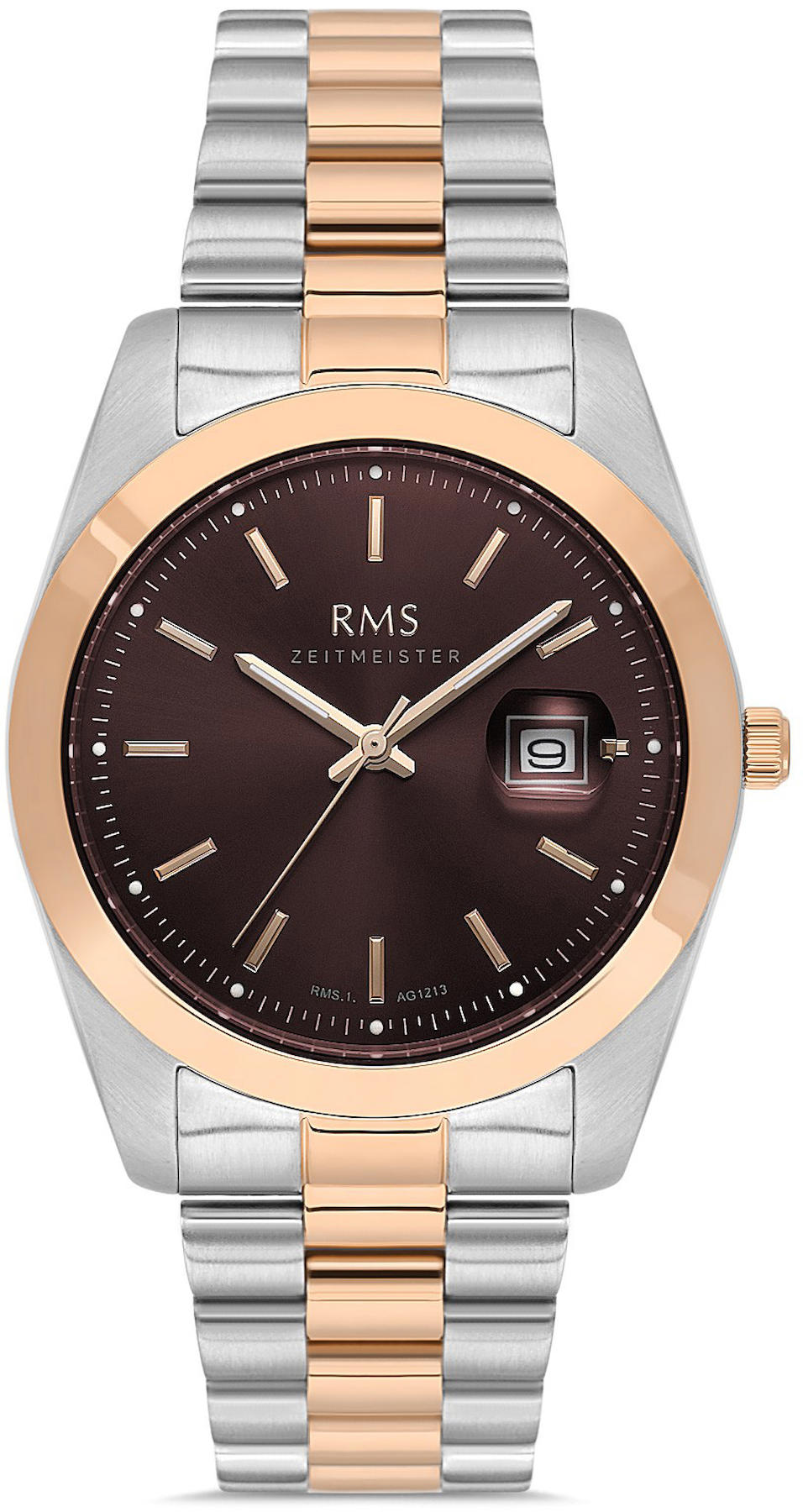 Romanson RMS.1.AG1213.18 Takvimli 40 mm Gri-Rose Gold Çelik Kordon Analog Kol Saati
