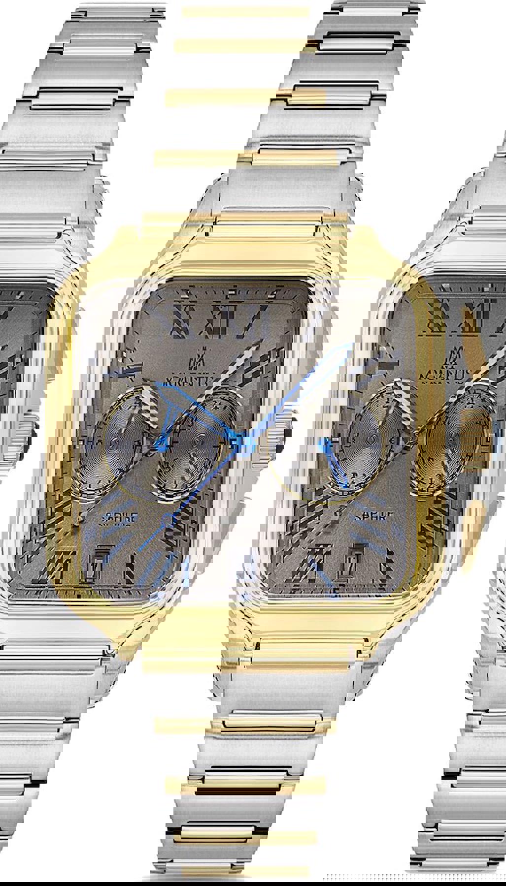 Momentus TM348T-03SG Takvimli 40 mm Gri-Sarı Çelik Kordon Analog Erkek Kol Saati