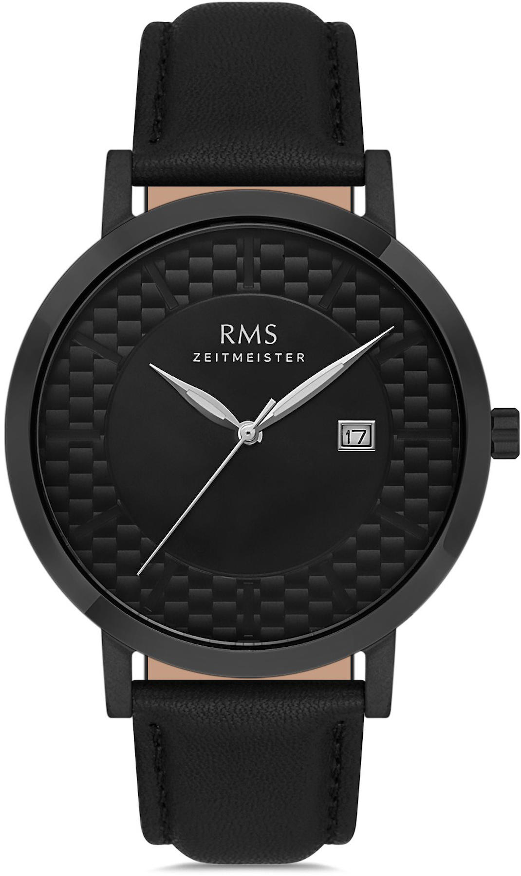 Romanson GR.1.AG1430.20 Takvimli 43 mm Siyah Deri Kordon Analog Kol Saati