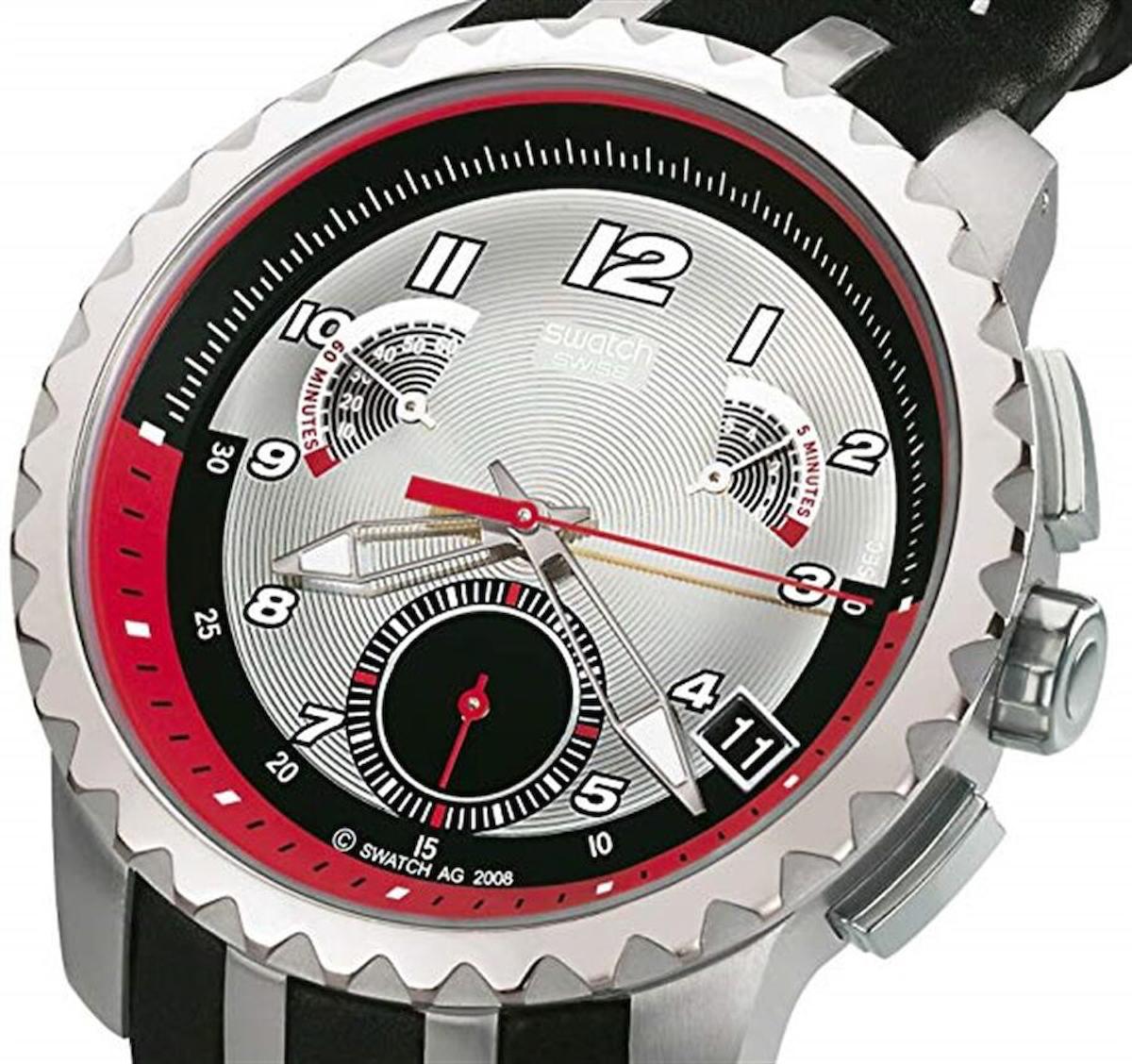 Swatch YRS411 Takvimli 44 mm Siyah Silikon Kordon Analog Erkek Kol Saati