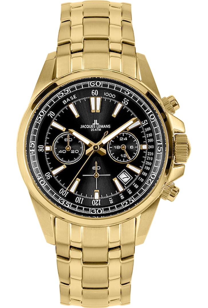 Jacques Lemans LİVERPOOL 1-2117M Pusulalı Takvimli 44 mm Altın Çelik Kordon Analog Erkek Kol Saati