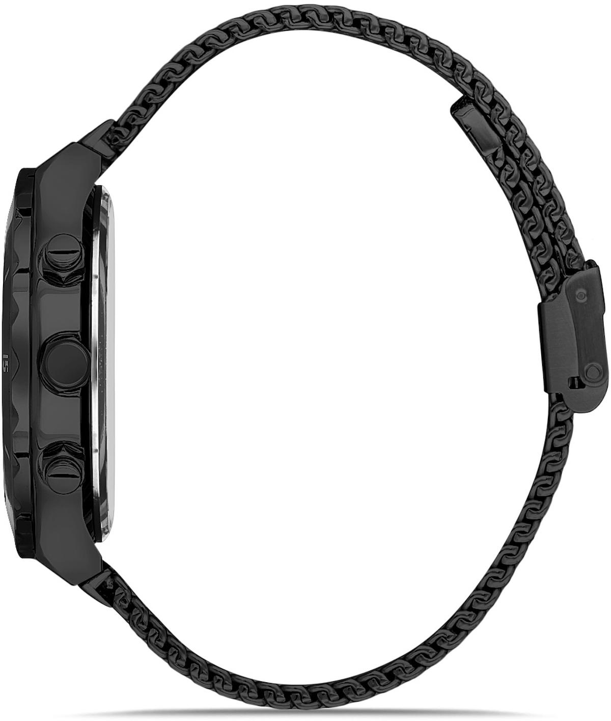 David Guner DG-0359GC-G2 Takvimli 42 mm Siyah Çelik Kordon Analog Kol Saati