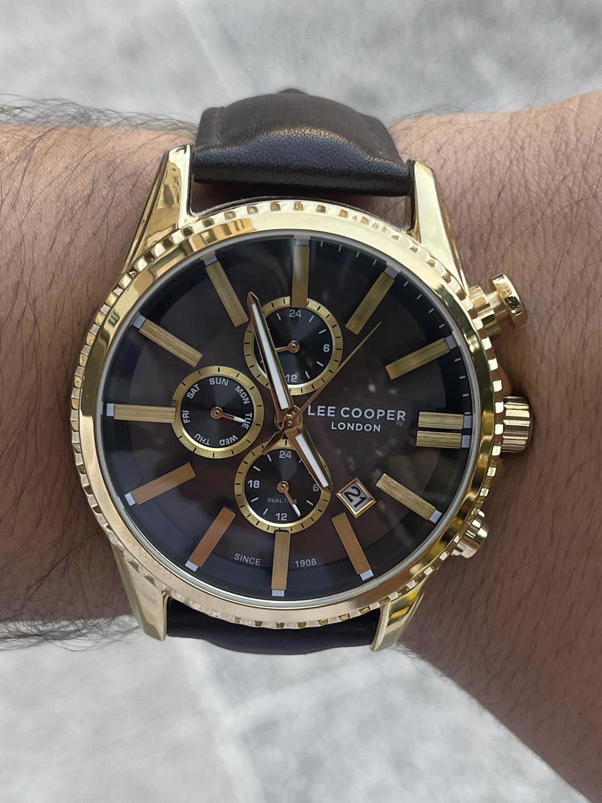 Lee Cooper LCR.LMG.07398.262 Takvimli 41-45 mm Kahverengi Deri Kordon Analog Kol Saati