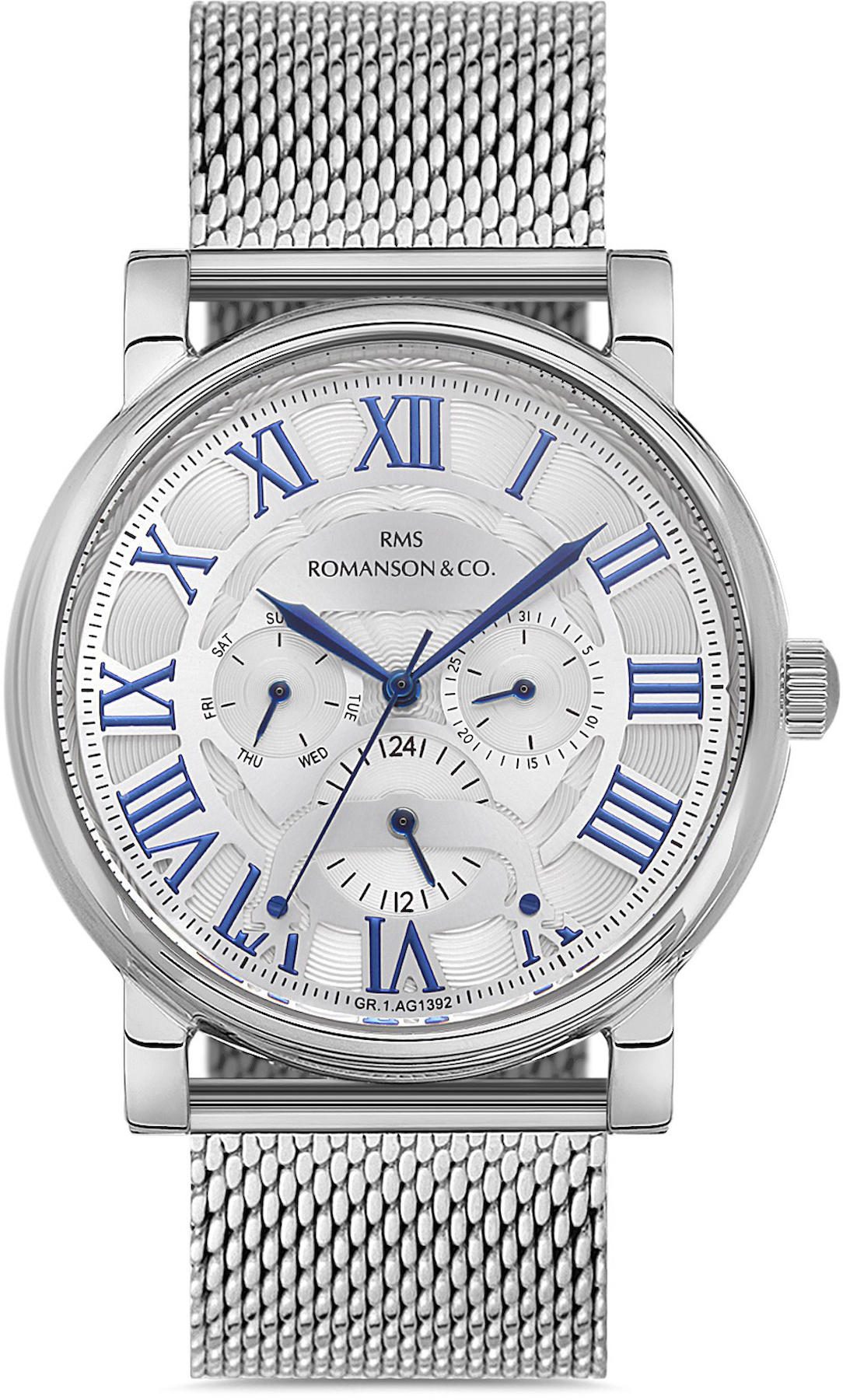 Romanson GR.1.AG1392.01 Takvimli 42 mm Gri Hasır Kordon Analog Kol Saati