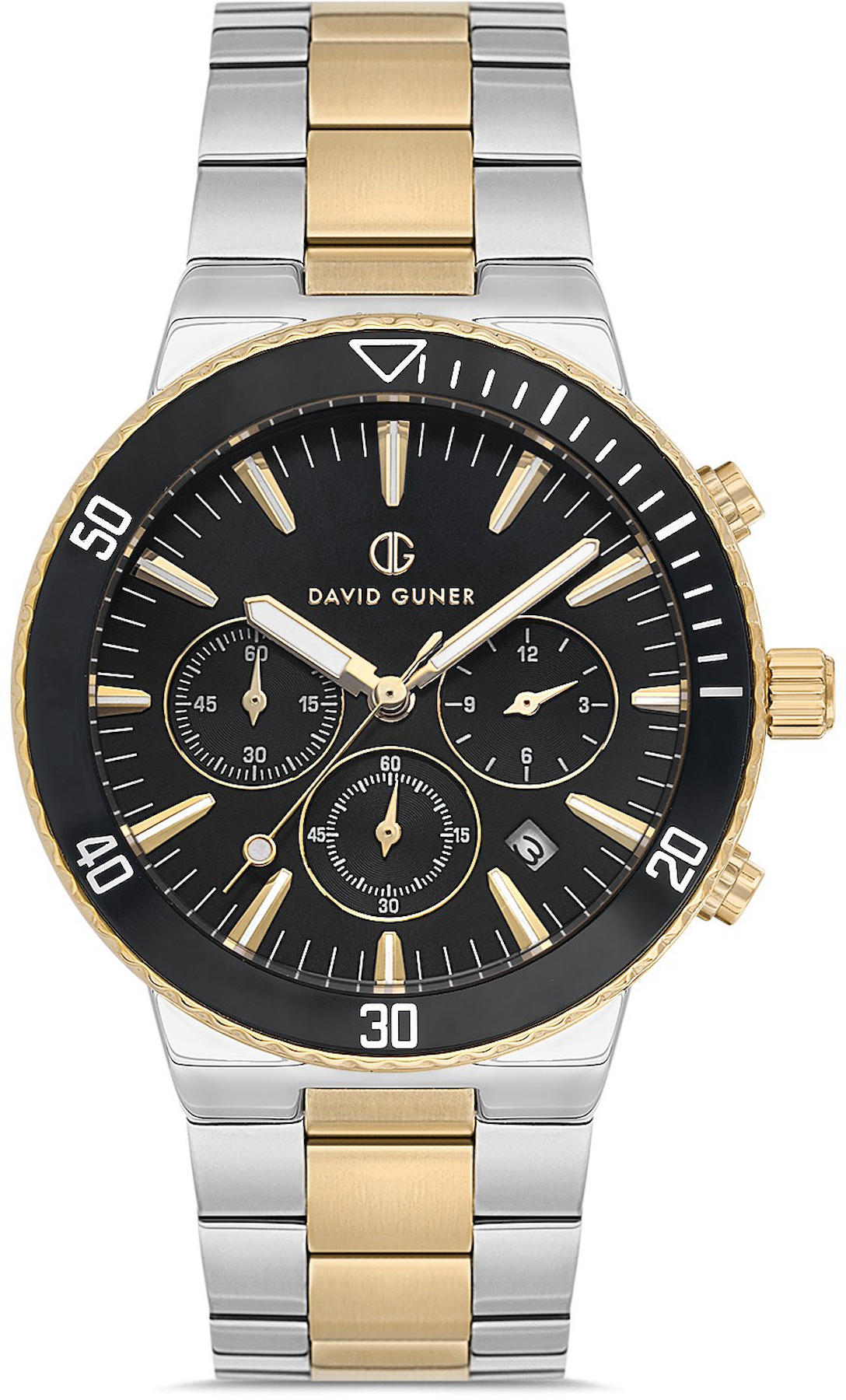 David Guner DG-8524GA-D2 Takvimli 42 mm Altın-Çelik Kordon Analog Kol Saati