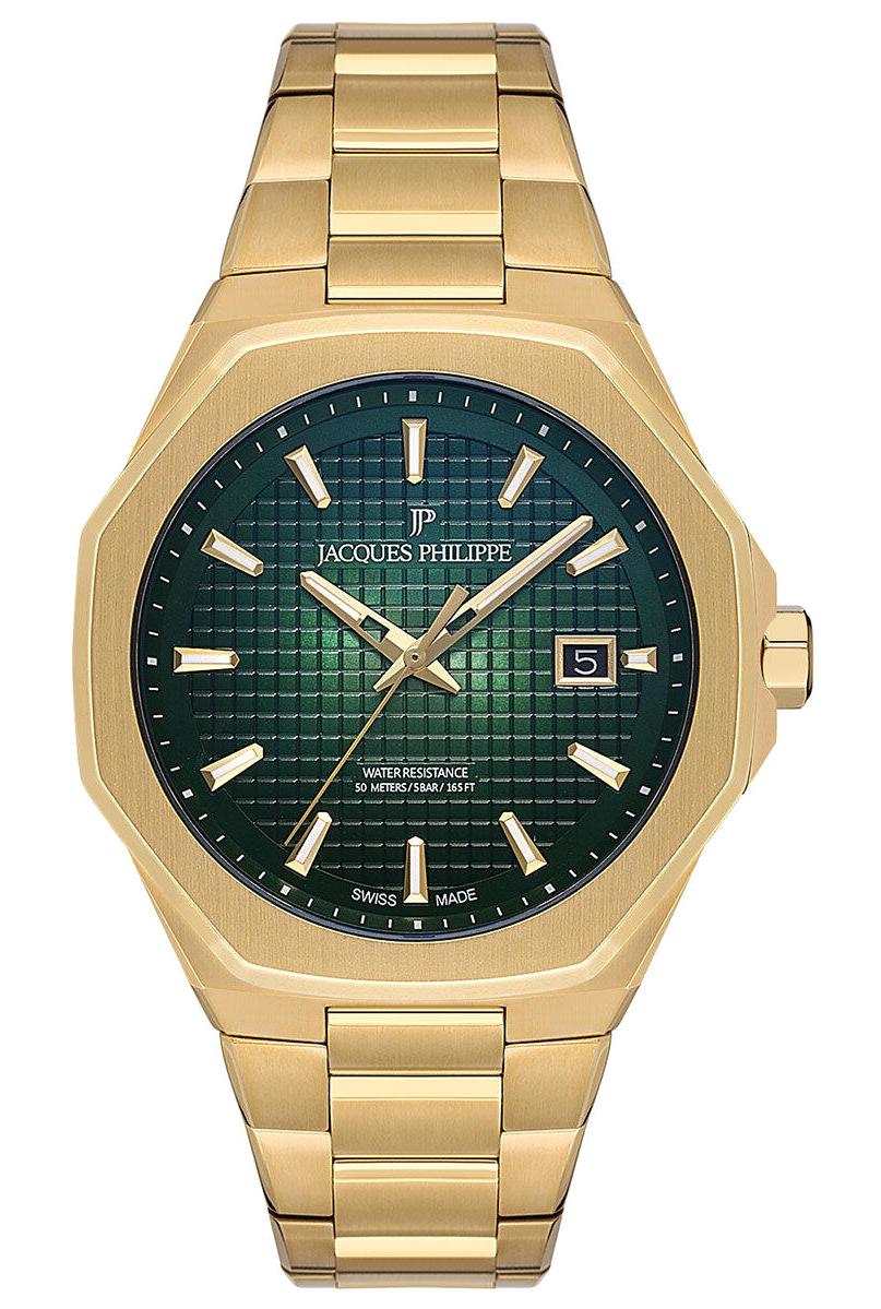 Jacques Philippe JPQGS3823X4 Takvimli 42 mm Altın Çelik Kordon Analog Erkek Kol Saati