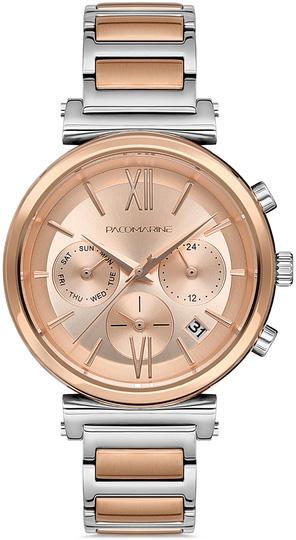 Pacomarine PM.51201.04 Takvimli 38 mm Gri-Rose Gold Çelik Kordon Analog Kol Saati