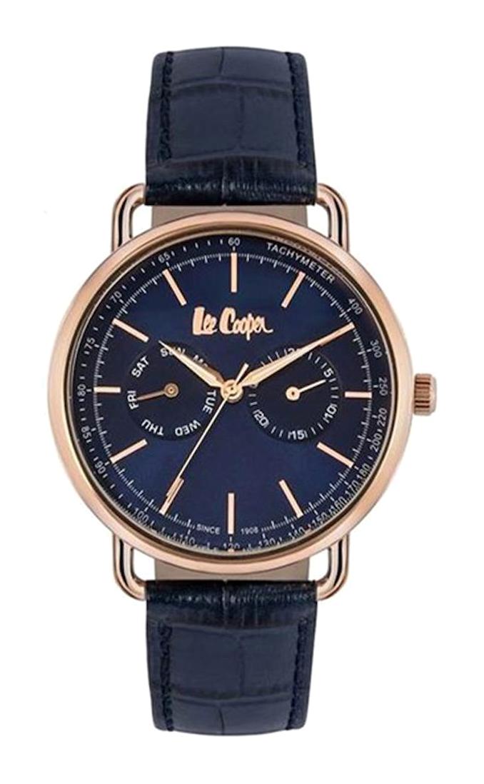 Lee Cooper LC06711.499 Takvimli Lacivert Deri Kordon Analog Erkek Kol Saati