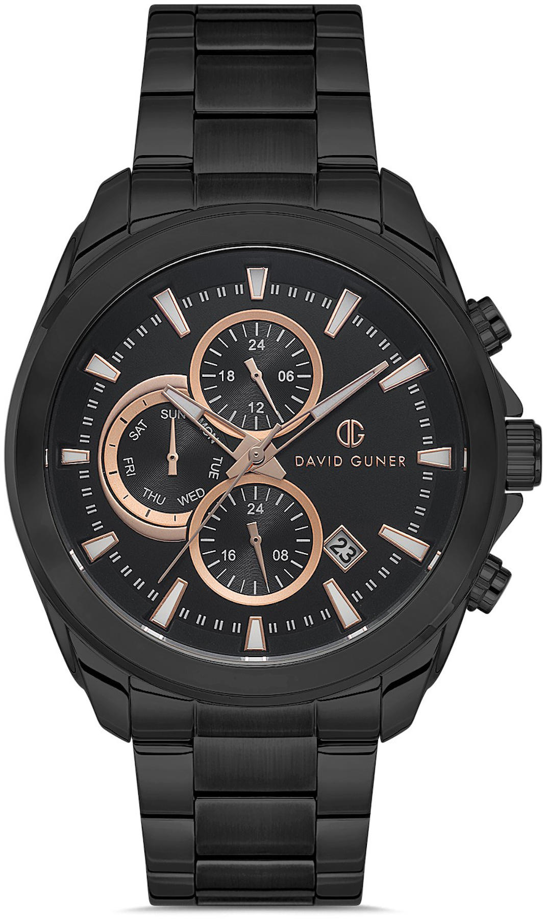 David Guner DG-8679GA-G2 Takvimli 42 mm Siyah Metal Kordon Analog Kol Saati