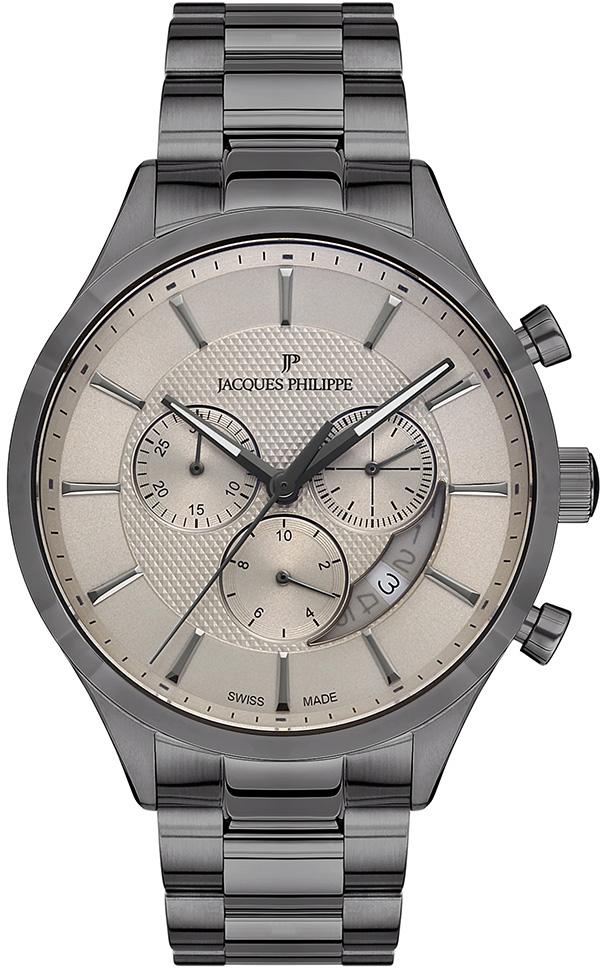Jacques Philippe JPQGC0383X7 Pusulalı Takvimli Füme Çelik Kordon Analog Erkek Kol Saati