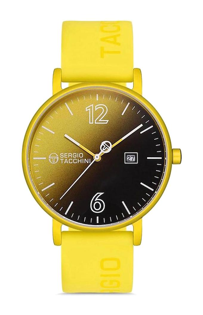 Sergio Tacchini ST.1.10116.3 Takvimli 44 mm Sarı Silikon Kordon Analog Erkek Kol Saati