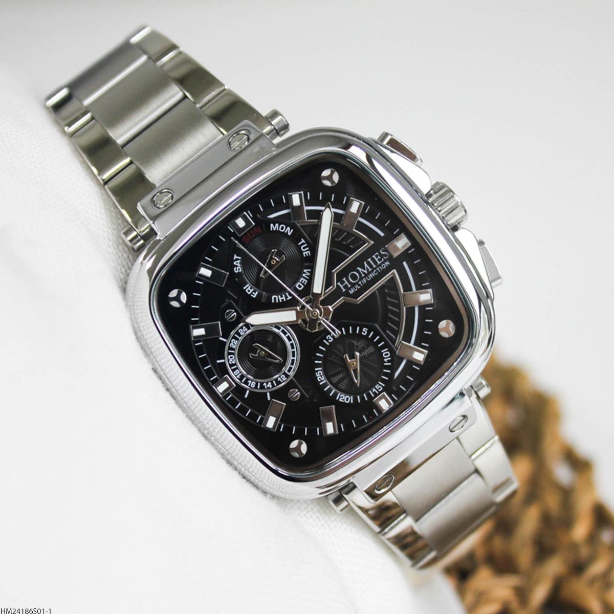 Homies HM24186S01-1 Pusulalı Takvimli 45 mm Çelik Kordon Analog Erkek Kol Saati