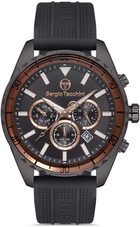 Sergio Tacchini ST.1.10154.4 Takvimli 44 mm Siyah Silikon Kordon Analog Kol Saati