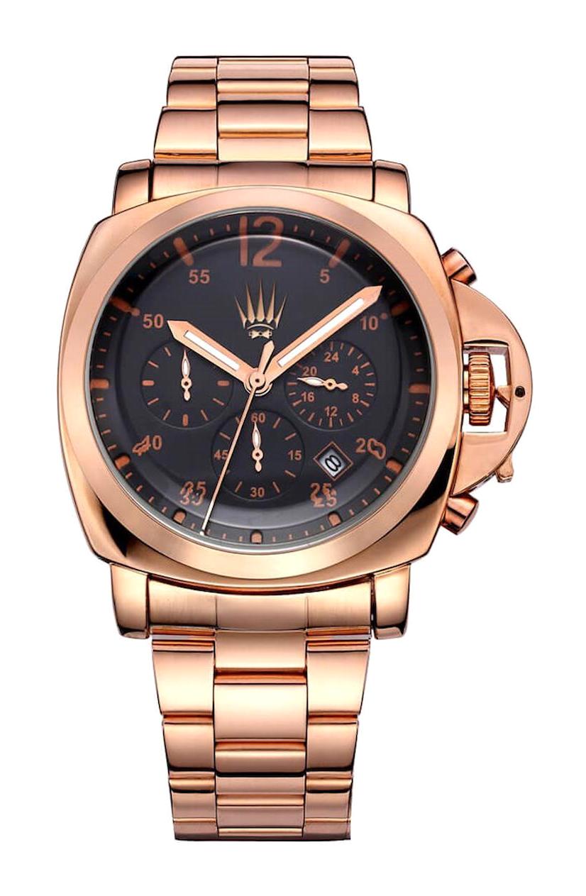 Watchofroyal Blade Pusulalı Takvimli 44 mm Pembe Çelik Kordon Analog Kol Saati
